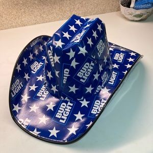 Bud Light Stacked Star Cowboy Hat Curved Patriotic July 4th America Country Blue
